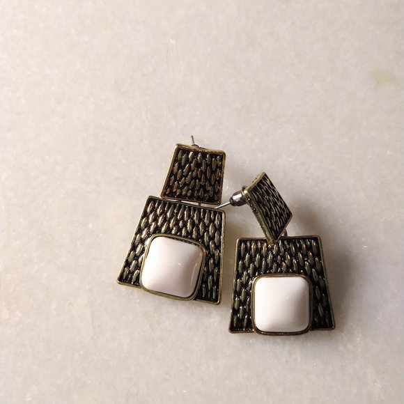 6 pairs of drop earrings bohemian and colorful styles / pink earring gold white - Picture 3 of 6